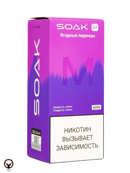 Электронная сигарета SOAK M Berry lollipops 6000 затяжек