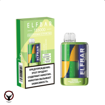 Электронная сигарета ELF BAR TE Киви арбуз зеленое яблоко (6000 затяжек) 20 мг