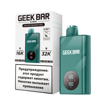 Эл. сиг. GEEK BAR SLIMOR 32000 Кислое яблоко лёд 2 %