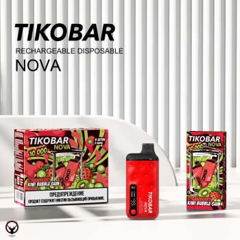 Электронная сигарета TIKOBAR NOVA Клубника киви жвачка 10000 затяжек