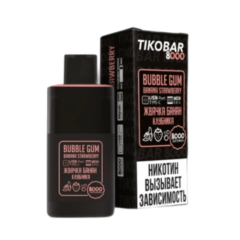 Эл. сиг. TIKOBAR 8000 Bubble Gum Strawberry Banana (Жвачка Банан Клубника)  2 %