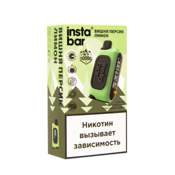 Электронная сигарета PLONQ INSTABAR Вишня Персик Лимон (10000 затяжек) 20 мг