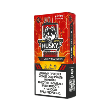 Эл. сиг. HUSKY CYBER 10000 Ultra Strong Juicy Madness / Манго, клубника, лед 2 %